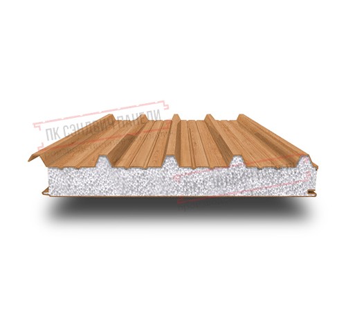 Сэндвич панели кровельные с пенополистиролом, ширина 1000 мм, толщина 160 мм, 0.5/0.5, дуб