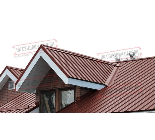 Сэндвич панели акустические кровельные с минеральной ватой, ширина 1000 мм, толщина 120 мм, 0.5/0.5, RAL3009