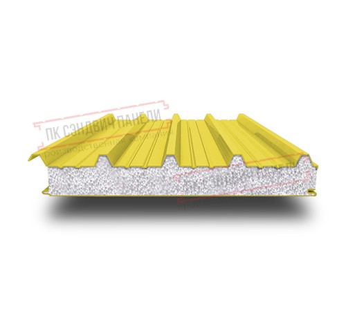 Сэндвич панели кровельные с пенополистиролом, ширина 1000 мм, толщина 30 мм, 0.5/0.5, RAL1018