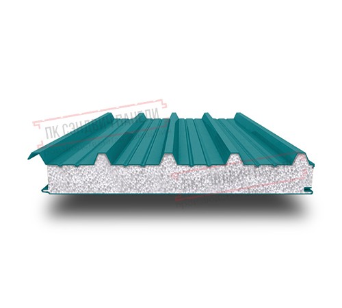 Сэндвич панели кровельные с пенополистиролом, ширина 1000 мм, толщина 10 мм, 0.5/0.5, RAL5021