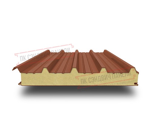 Сэндвич панели кровельные с пенополиуретаном, ширина 1000 мм, толщина 200 мм, 0.5/0.5, RAL8004