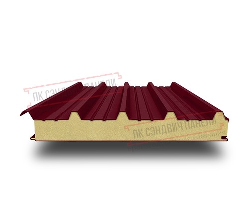 Сэндвич панели кровельные с пенополиизоциануратом, ширина 1000 мм, толщина 50 мм, 0.5/0.5, бордо