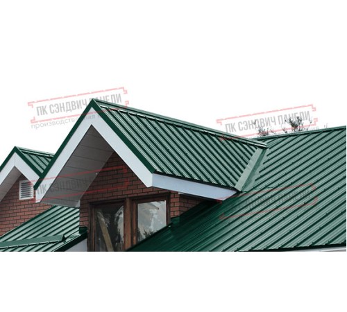 Сэндвич панели акустические кровельные с минеральной ватой, ширина 1000 мм, толщина 150 мм, 0.5/0.5, RAL6005