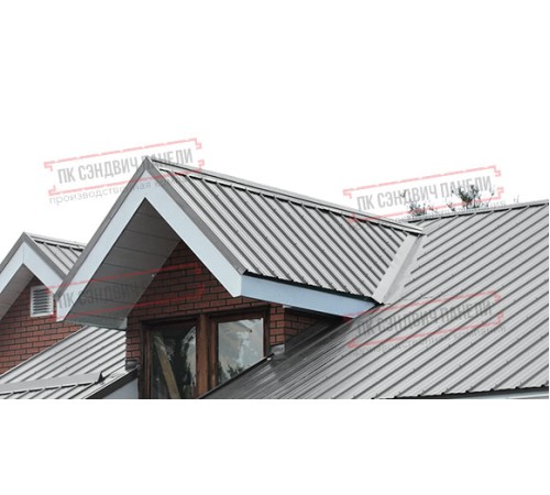 Сэндвич панели акустические кровельные с минеральной ватой, ширина 1000 мм, толщина 250 мм, 0.5/0.5, RAL7004