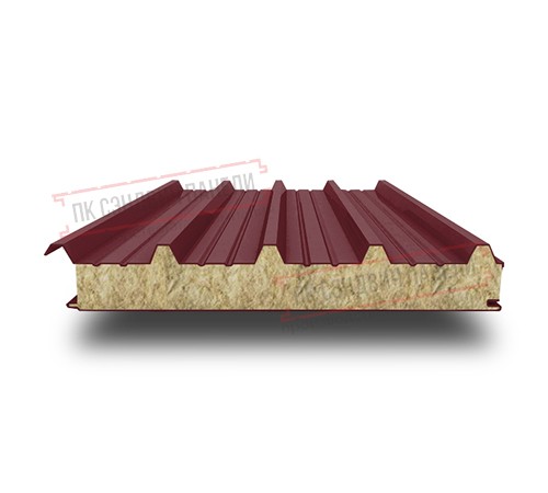 Сэндвич панели кровельные с минеральной ватой, ширина 1000 мм, толщина 10 мм, 0.5/0.5, RAL3005