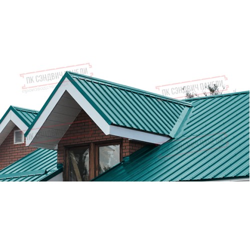 Сэндвич панели кровельные с пенополиизоциануратом, ширина 1200 мм, толщина 180 мм, 0.5/0.5, RAL5021