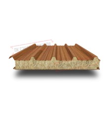 Сэндвич панели кровельные с минеральной ватой, ширина 1000 мм, толщина 20 мм, 0.5/0.5, орех