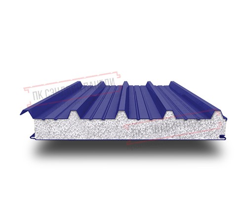 Сэндвич панели кровельные с пенополистиролом, ширина 1200 мм, толщина 20 мм, 0.5/0.5, RAL5002