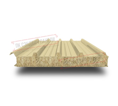 Сэндвич панели кровельные с минеральной ватой, ширина 1000 мм, толщина 80 мм, 0.5/0.5, RAL1014