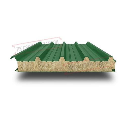 Сэндвич панели акустические кровельные с минеральной ватой, ширина 1000 мм, толщина 150 мм, 0.5/0.5, RAL6002