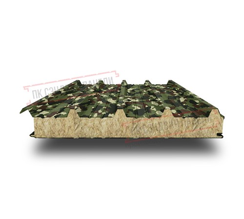 Сэндвич панели кровельные с минеральной ватой, ширина 1000 мм, толщина 150 мм, 0.5/0.5, милитари