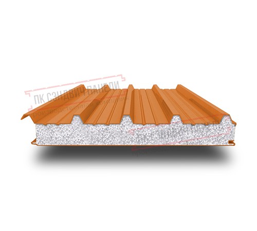 Сэндвич панели кровельные с пенополистиролом, ширина 1000 мм, толщина 60 мм, 0.5/0.5, RAL2004