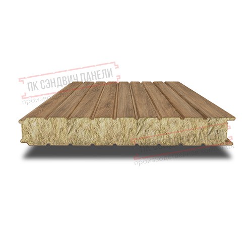 Сэндвич панели стеновые с минеральной ватой, ширина 1000 мм, толщина 20 мм, 0.5/0.5, дуб античный