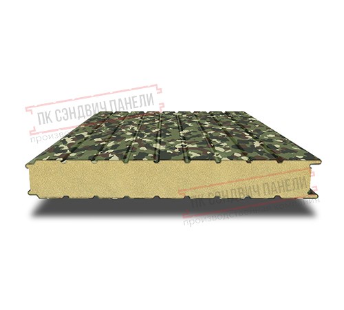 Сэндвич панели стеновые с пенополиуретаном, ширина 1200 мм, толщина 10 мм, 0.5/0.5, милитари