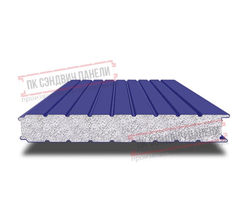 Сэндвич панели стеновые с пенополистиролом, ширина 1200 мм, толщина 120 мм, 0.5/0.5, RAL5002