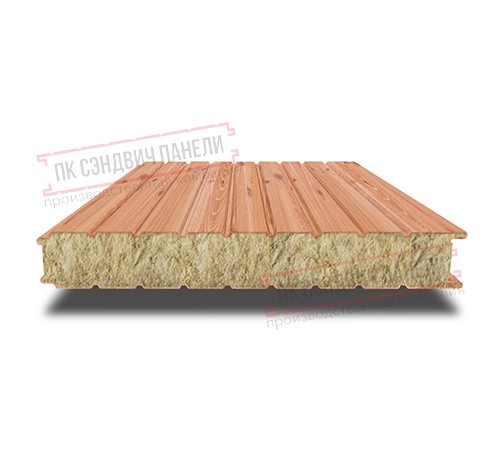 Сэндвич панели стеновые с минеральной ватой, ширина 1200 мм, толщина 120 мм, 0.5/0.5, золотой орех