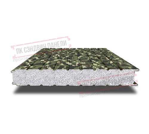 Сэндвич панели стеновые с пенополистиролом, ширина 1000 мм, толщина 30 мм, 0.5/0.5, милитари