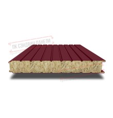 Сэндвич панели стеновые с минеральной ватой, ширина 1000 мм, толщина 300 мм, 0.5/0.5, бордо