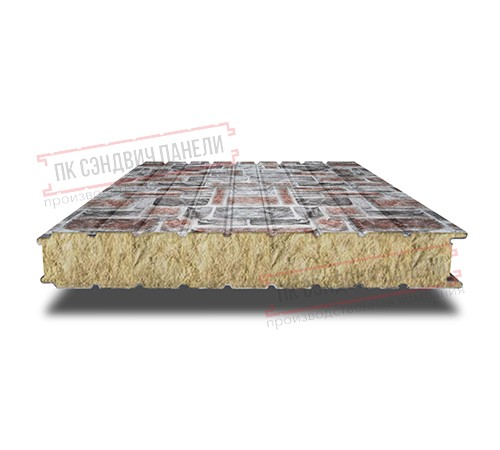 Сэндвич панели стеновые с минеральной ватой, ширина 1000 мм, толщина 180 мм, 0.5/0.5, кварцевый сланец