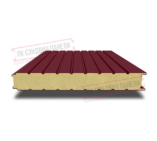 Сэндвич панели стеновые с пенополиизоциануратом, ширина 1200 мм, толщина 300 мм, 0.5/0.5, бордо