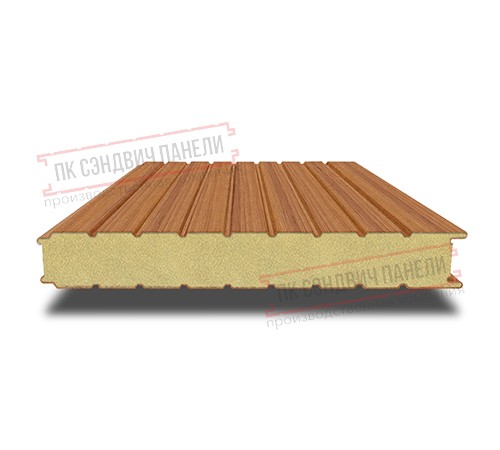 Сэндвич панели стеновые с пенополиизоциануратом, ширина 1200 мм, толщина 140 мм, 0.5/0.5, орех