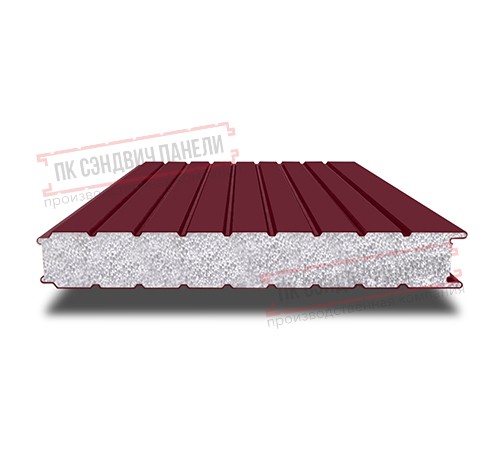 Сэндвич панели стеновые с пенополистиролом, ширина 1000 мм, толщина 160 мм, 0.5/0.5, бордо