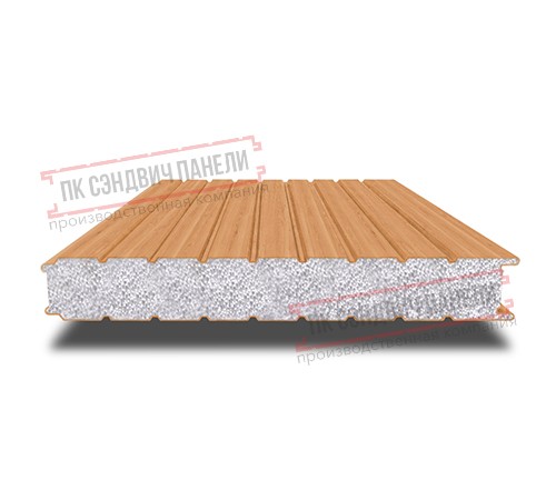 Сэндвич панели стеновые с пенополистиролом, ширина 1200 мм, толщина 10 мм, 0.5/0.5, дуб