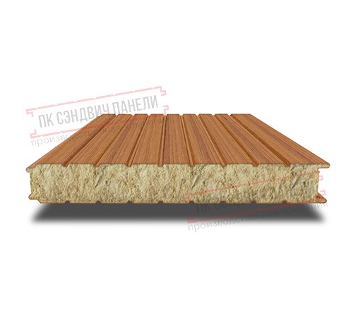 Сэндвич панели стеновые с минеральной ватой, ширина 1200 мм, толщина 20 мм, 0.5/0.5, орех