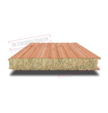 Сэндвич панели стеновые с минеральной ватой, ширина 1000 мм, толщина 100 мм, 0.5/0.5, золотой орех