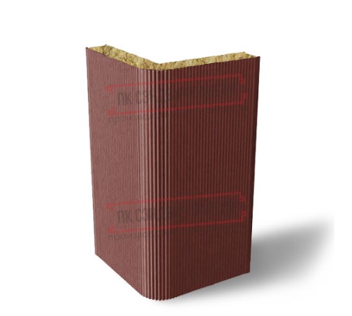 Угловая сэндвич-панель вертикальная из минеральной ваты, 0.5/0.5, ширина 1000 мм, толщина 20 мм, RAL3009