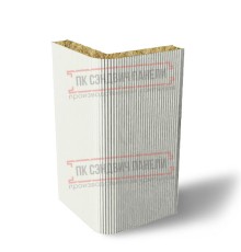 Угловая сэндвич-панель вертикальная из минеральной ваты, 0.5/0.5, ширина 1000 мм, толщина 100 мм, RAL9003