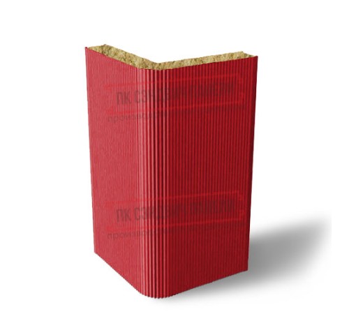 Угловая сэндвич-панель вертикальная из минеральной ваты, 0.5/0.5, ширина 1000 мм, толщина 20 мм, RAL3020