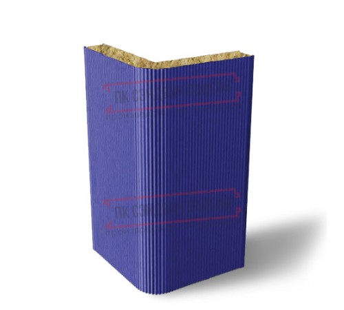 Угловая сэндвич-панель вертикальная из минеральной ваты, 0.5/0.5, ширина 1200 мм, толщина 80 мм, RAL5002