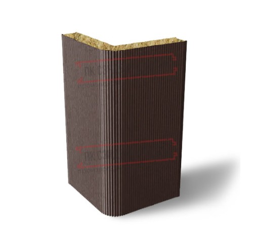 Угловая сэндвич-панель вертикальная из минеральной ваты, 0.5/0.5, ширина 1000 мм, толщина 120 мм, RAL8017