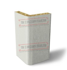 Угловая сэндвич-панель вертикальная из минеральной ваты, 0.5/0.5, ширина 1200 мм, толщина 40 мм, RAL9002