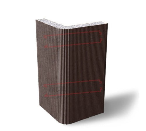 Угловая сэндвич-панель вертикальная из пенополистирола, 0.5/0.5, ширина 1200 мм, толщина 20 мм, RAL8017