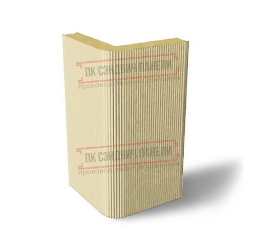 Угловая сэндвич-панель вертикальная из пенополиизоцианурата, 0.5/0.5, ширина 1000 мм, толщина 30 мм, RAL1014