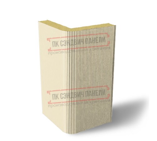 Угловая сэндвич-панель вертикальная из пенополиизоцианурата, 0.5/0.5, ширина 1200 мм, толщина 30 мм, RAL1015