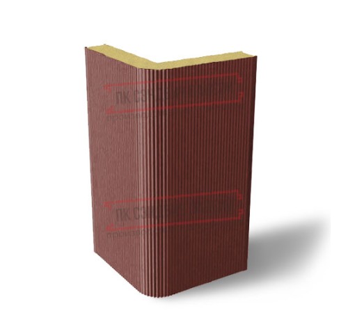 Угловая сэндвич-панель вертикальная из пенополиуретана, 0.5/0.5, ширина 1000 мм, толщина 20 мм, RAL3009