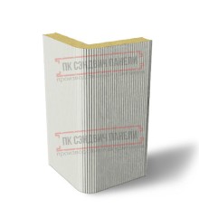 Угловая сэндвич-панель вертикальная из пенополиизоцианурата, 0.5/0.5, ширина 1000 мм, толщина 10 мм, RAL9002