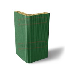 Угловая сэндвич-панель вертикальная из минеральной ваты, 0.5/0.5, ширина 1000 мм, толщина 100 мм, RAL6002