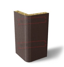 Угловая сэндвич-панель вертикальная из минеральной ваты, 0.5/0.5, ширина 1200 мм, толщина 40 мм, RAL8017