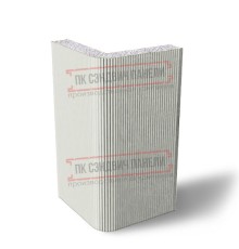 Угловая сэндвич-панель вертикальная из пенополистирола, 0.5/0.5, ширина 1200 мм, толщина 10 мм, RAL9002