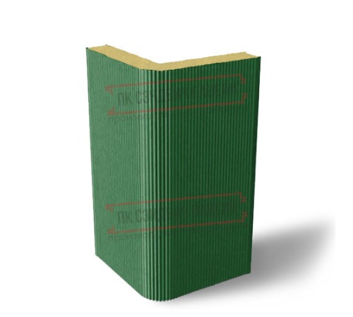 Угловая сэндвич-панель вертикальная из пенополиизоцианурата, 0.5/0.5, ширина 1000 мм, толщина 20 мм, RAL6002