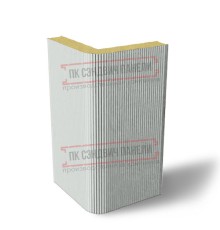 Угловая сэндвич-панель вертикальная из пенополиизоцианурата, 0.5/0.5, ширина 1200 мм, толщина 40 мм, RAL7035