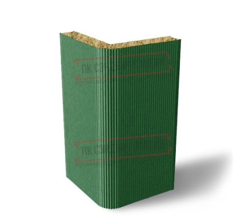 Угловая сэндвич-панель вертикальная из минеральной ваты, 0.5/0.5, ширина 1000 мм, толщина 20 мм, RAL6002