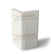 Угловая сэндвич-панель вертикальная из пенополистирола, 0.5/0.5, ширина 1200 мм, толщина 10 мм, RAL9003