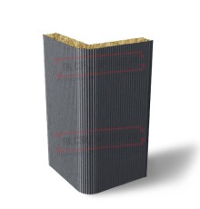 Угловая сэндвич-панель вертикальная из минеральной ваты, 0.5/0.5, ширина 1000 мм, толщина 100 мм, RAL7024