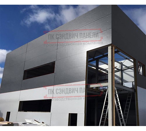 Угловая сэндвич-панель вертикальная из минеральной ваты, 0.5/0.5, ширина 1000 мм, толщина 180 мм, RAL7024