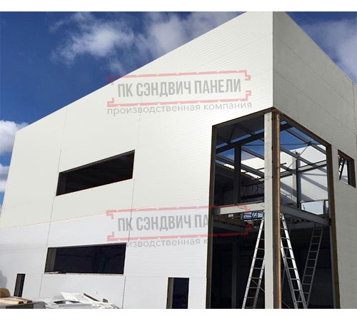 Угловая сэндвич-панель вертикальная из пенополиуретана, 0.5/0.5, ширина 1000 мм, толщина 50 мм, RAL9003